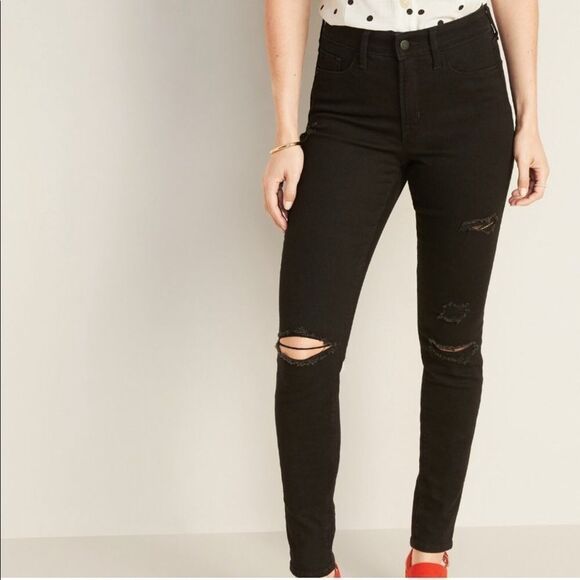 Old Navy Pop Icon Skinny Mid Rise Black Jeans Size 8 - Picture 1 of 11